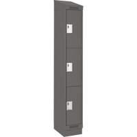 Clean Line Lockers, 3 -tier, 12" x 18" x 82", Steel, Charcoal, Rivet (Assembled) Stor-it Systems