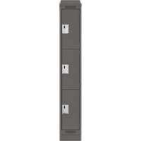 Clean Line Lockers, 3 -tier, 12" x 18" x 82", Steel, Charcoal, Rivet (Assembled) Stor-it Systems