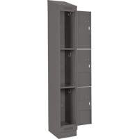 Clean Line Lockers, 3 -tier, Bank of 4, 48" x 18" x 82", Steel, Charcoal, Rivet (Assembled) Stor-it Systems