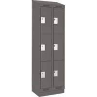 Clean Line Lockers, 3 -tier, Bank of 2, 24" x 18" x 82", Steel, Charcoal, Rivet (Assembled) Stor-it Systems