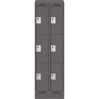 Clean Line Lockers, 3 -tier, Bank of 2, 24" x 18" x 82", Steel, Charcoal, Rivet (Assembled) Stor-it Systems