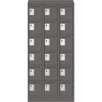Clean Line Lockerette, 6 -tier, Bank of 3, 36" x 18" x 82", Steel, Charcoal, Rivet (Assembled) Stor-it Systems