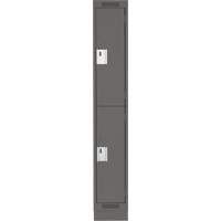 Clean Line Lockers, 2 -tier, 12" x 18" x 76", Steel, Charcoal, Rivet (Assembled) Stor-it Systems