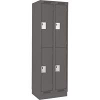 Clean Line Lockers, 2 -tier, Bank of 2, 24" x 18" x 76", Steel, Charcoal, Rivet (Assembled) Stor-it Systems