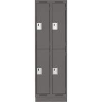 Clean Line Lockers, 2 -tier, Bank of 2, 24" x 18" x 76", Steel, Charcoal, Rivet (Assembled) Stor-it Systems