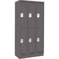 Clean Line Lockers, 2 -tier, Bank of 3, 36" x 18" x 76", Steel, Charcoal, Rivet (Assembled) Stor-it Systems
