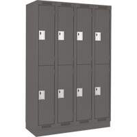 Clean Line Lockers, 2 -tier, Bank of 4, 48" x 18" x 76", Steel, Charcoal, Rivet (Assembled) Stor-it Systems