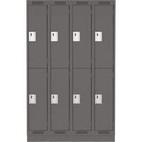 Clean Line Lockers, 2 -tier, Bank of 4, 48" x 18" x 76", Steel, Charcoal, Rivet (Assembled) Stor-it Systems