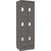 Clean Line Lockers, 3 -tier, Bank of 2, 24" x 18" x 76", Steel, Charcoal, Rivet (Assembled) Stor-it Systems