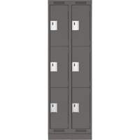 Clean Line Lockers, 3 -tier, Bank of 2, 24" x 18" x 76", Steel, Charcoal, Rivet (Assembled) Stor-it Systems
