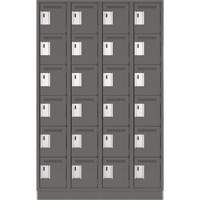 Clean Line Lockerette, 6 -tier, Bank of 4, 48" x 18" x 76", Steel, Charcoal, Rivet (Assembled) Stor-it Systems