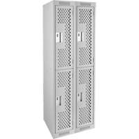 Casiers Clean Line, 2 niveaux, Bloc de 2, 24" x 12" x 72", Acier, Gris, Rivet (assembl&eacute;), Perfor&eacute; Stor-it Systems