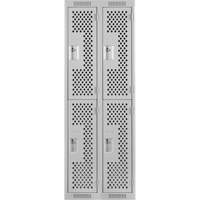 Casiers Clean Line, 2 niveaux, Bloc de 2, 24" x 12" x 72", Acier, Gris, Rivet (assembl&eacute;), Perfor&eacute; Stor-it Systems