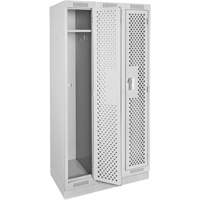 Clean Line Lockers, Bank of 3, 36" x 15" x 76", Steel, Grey, Rivet (Assembled), Perforated Stor-it Systems