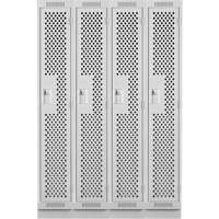 Clean Line Lockers, Bank of 4, 48" x 15" x 76", Steel, Grey, Rivet (Assembled), Perforated Stor-it Systems
