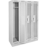 Clean Line Lockers, Bank of 4, 48" x 15" x 76", Steel, Grey, Rivet (Assembled), Perforated Stor-it Systems