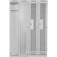 Clean Line Lockers, Bank of 4, 48" x 15" x 76", Steel, Grey, Rivet (Assembled), Perforated Stor-it Systems