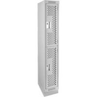 Casiers Clean Line, 2 niveaux, 12" x 18" x 76", Acier, Gris, Rivet (assembl&eacute;), Perfor&eacute; Stor-it Systems