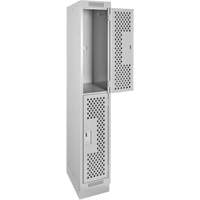 Casiers Clean Line, 2 niveaux, 12" x 18" x 76", Acier, Gris, Rivet (assembl&eacute;), Perfor&eacute; Stor-it Systems
