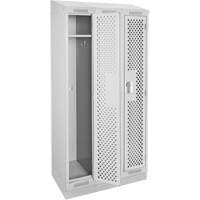 Clean Line Lockers, Bank of 3, 36" x 12" x 82", Steel, Grey, Rivet (Assembled), Perforated Stor-it Systems