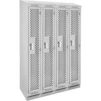 Clean Line Lockers, Bank of 4, 48" x 12" x 82", Steel, Grey, Rivet (Assembled), Perforated Stor-it Systems
