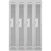 Clean Line Lockers, Bank of 4, 48" x 12" x 82", Steel, Grey, Rivet (Assembled), Perforated Stor-it Systems