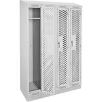 Clean Line Lockers, Bank of 4, 48" x 12" x 82", Steel, Grey, Rivet (Assembled), Perforated Stor-it Systems