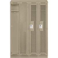 Clean Line Lockers, Bank of 4, 48" x 12" x 82", Steel, Grey, Rivet (Assembled), Perforated Stor-it Systems