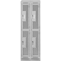 Casiers Clean Line, 2 niveaux, Bloc de 2, 24" x 18" x 82", Acier, Gris, Rivet (assembl&eacute;), Perfor&eacute; Stor-it Systems