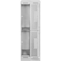 Casiers Clean Line, 2 niveaux, Bloc de 2, 24" x 18" x 82", Acier, Gris, Rivet (assembl&eacute;), Perfor&eacute; Stor-it Systems