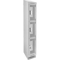 Casiers Clean Line, 3 niveaux, 12" x 15" x 82", Acier, Gris, Rivet (assembl&eacute;), Perfor&eacute; Stor-it Systems