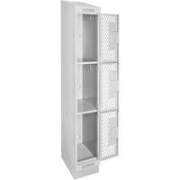 Casiers Clean Line, 3 niveaux, 12" x 15" x 82", Acier, Gris, Rivet (assembl&eacute;), Perfor&eacute; Stor-it Systems