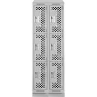 Casiers Clean Line, 3 niveaux, Bloc de 2, 24" x 15" x 82", Acier, Gris, Rivet (assembl&eacute;), Perfor&eacute; Stor-it Systems