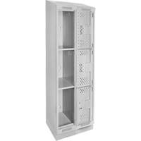 Casiers Clean Line, 3 niveaux, Bloc de 2, 24" x 15" x 82", Acier, Gris, Rivet (assembl&eacute;), Perfor&eacute; Stor-it Systems