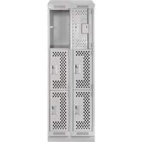 Casiers Clean Line, 3 niveaux, Bloc de 2, 24" x 15" x 82", Acier, Gris, Rivet (assembl&eacute;), Perfor&eacute; Stor-it Systems