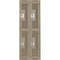 Clean Line Lockers, 2 -tier, Bank of 2, 24" x 12" x 72", Steel, Beige, Rivet (Assembled), Perforated Stor-it Systems