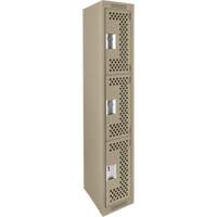 Casiers Clean Line, 3 niveaux, 12" x 12" x 72", Acier, Beige, Rivet (assembl&eacute;), Perfor&eacute; Stor-it Systems