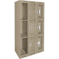 Casiers Clean Line, 3 niveaux, Bloc de 3, 36" x 12" x 72", Acier, Beige, Rivet (assembl&eacute;), Perfor&eacute; Stor-it Systems