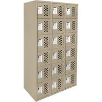 Assembled Lockerettes Clean Line Perforated Economy Lockers, 6 -tier, Bank of 3, 18" x 72" x 12", Steel Stor-it Systems