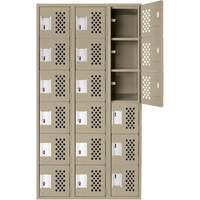 Assembled Lockerettes Clean Line Perforated Economy Lockers, 6 -tier, Bank of 3, 18" x 72" x 12", Steel Stor-it Systems