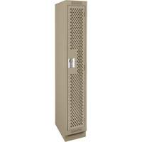 Clean Line Lockers, 12" x 15" x 76", Steel, Beige, Rivet (Assembled), Perforated Stor-it Systems