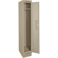 Clean Line Lockers, 12" x 15" x 76", Steel, Beige, Rivet (Assembled), Perforated Stor-it Systems