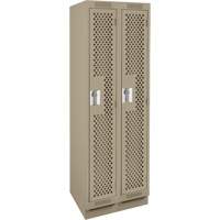 Clean Line Lockers, Bank of 2, 24" x 15" x 76", Steel, Beige, Rivet (Assembled), Perforated Stor-it Systems