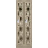 Clean Line Lockers, Bank of 2, 24" x 15" x 76", Steel, Beige, Rivet (Assembled), Perforated Stor-it Systems