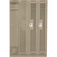 Clean Line Lockers, Bank of 4, 48" x 15" x 76", Steel, Beige, Rivet (Assembled), Perforated Stor-it Systems