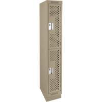 Casiers Clean Line, 2 niveaux, 12" x 15" x 76", Acier, Beige, Rivet (assembl&eacute;), Perfor&eacute; Stor-it Systems