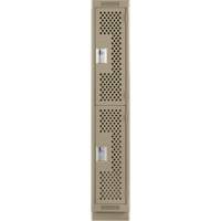 Casiers Clean Line, 2 niveaux, 12" x 15" x 76", Acier, Beige, Rivet (assembl&eacute;), Perfor&eacute; Stor-it Systems