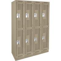 Casiers Clean Line, 2 niveaux, Bloc de 4, 48" x 15" x 76", Acier, Beige, Rivet (assembl&eacute;), Perfor&eacute; Stor-it Systems