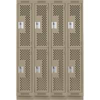 Casiers Clean Line, 2 niveaux, Bloc de 4, 48" x 15" x 76", Acier, Beige, Rivet (assembl&eacute;), Perfor&eacute; Stor-it Systems