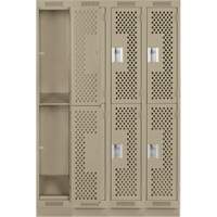 Casiers Clean Line, 2 niveaux, Bloc de 4, 48" x 15" x 76", Acier, Beige, Rivet (assembl&eacute;), Perfor&eacute; Stor-it Systems